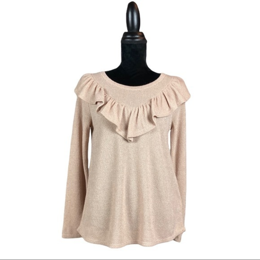 Women’s Perfect Peach V-Shaped Ruffle Detail‎ Blouse